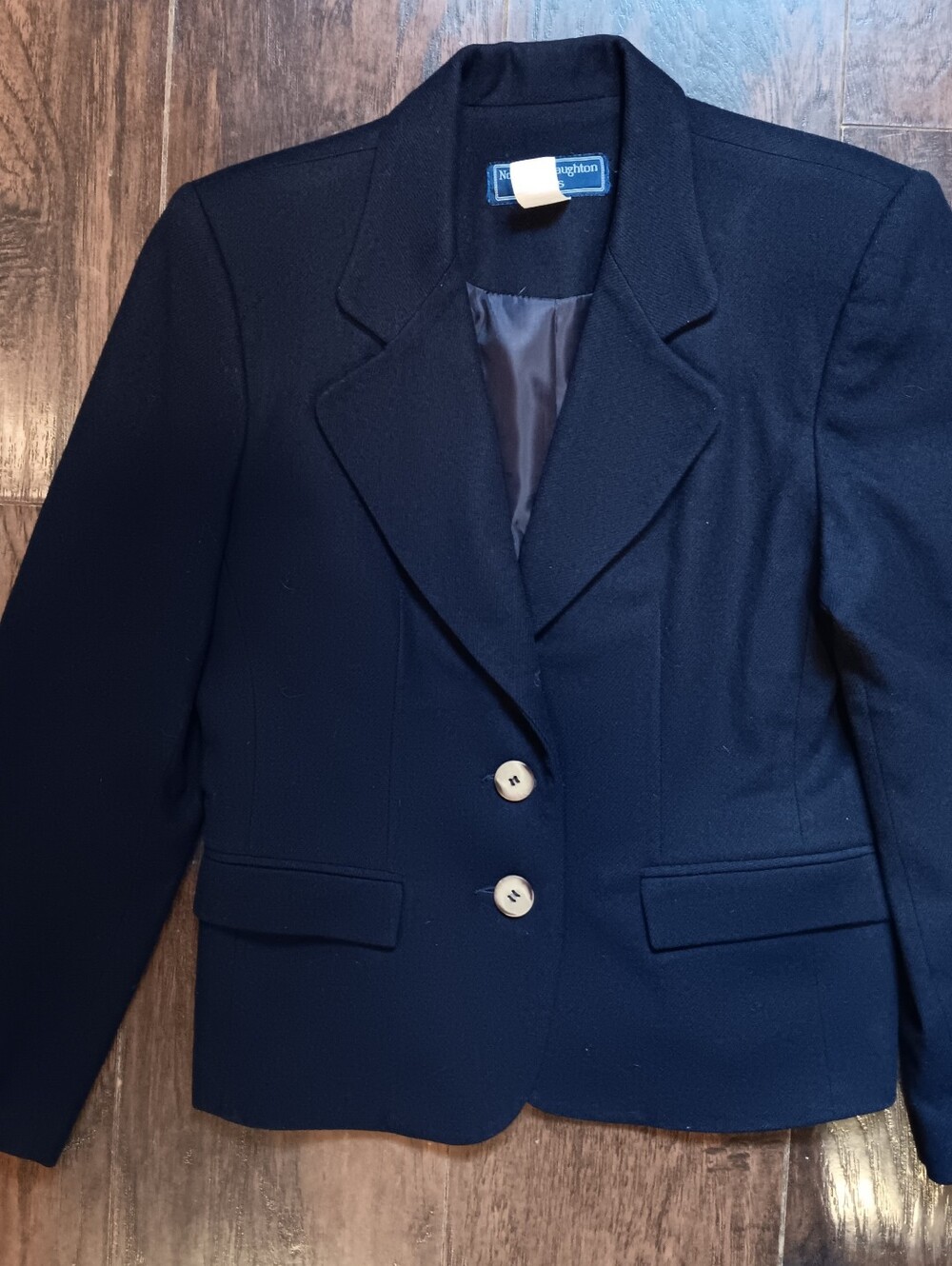 100% Wool Blazer Vintage Norton McNaughton Petites Women's 4 Navy